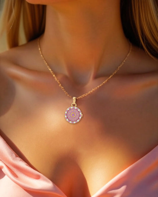 925 Gold Pink Tourmaline CZ Locket