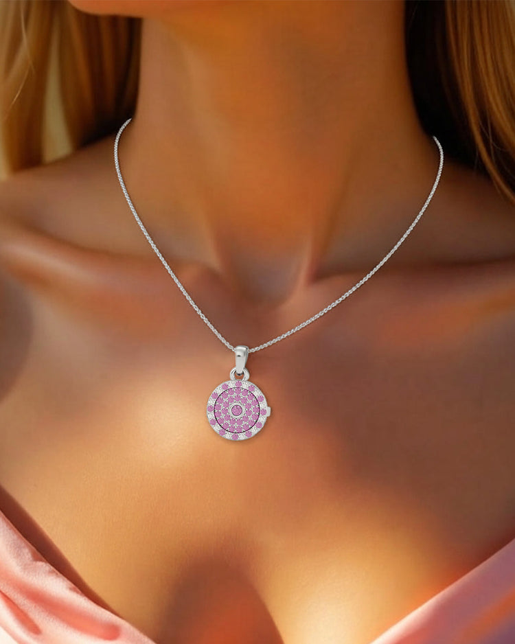 925 Silver Pink Tourmaline CZ Locket