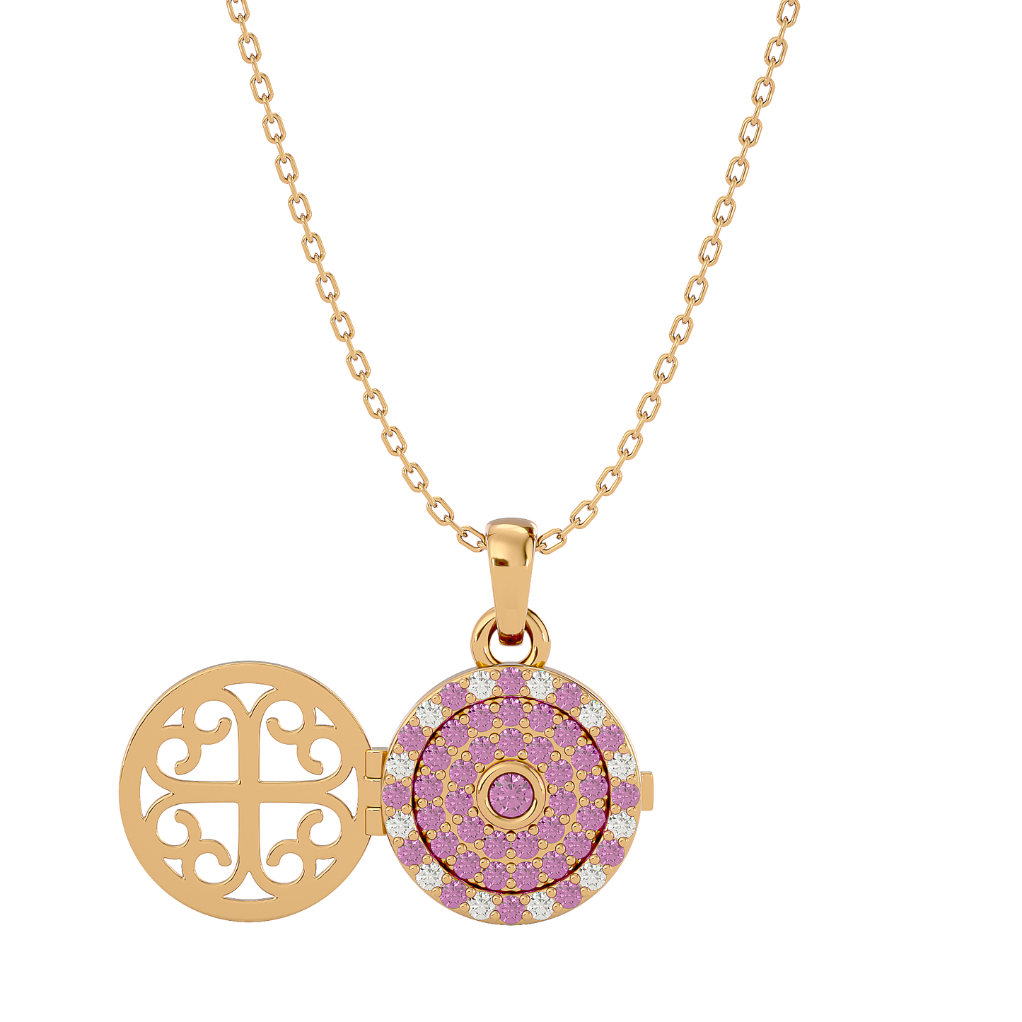 925 Silver Pink Tourmaline CZ Locket