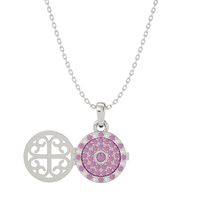 925 Silver Pink Tourmaline CZ Locket