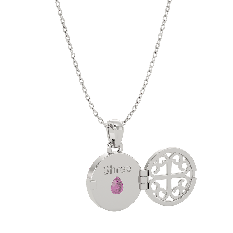925 Silver Pink Tourmaline CZ Locket