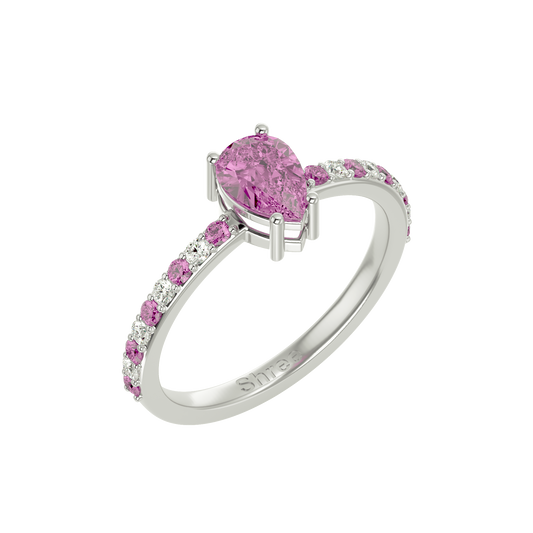 925 Silver Pink Tourmaline & CZ Ring