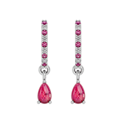 925 Silver Ruby & CZ Huggies