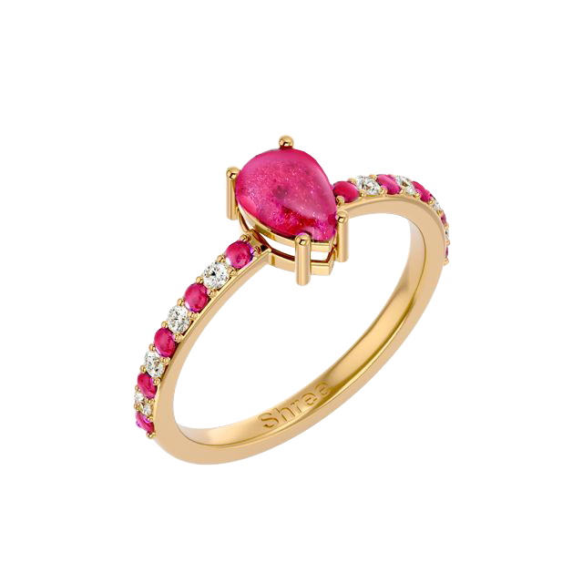 925 Gold Ruby & CZ Ring
