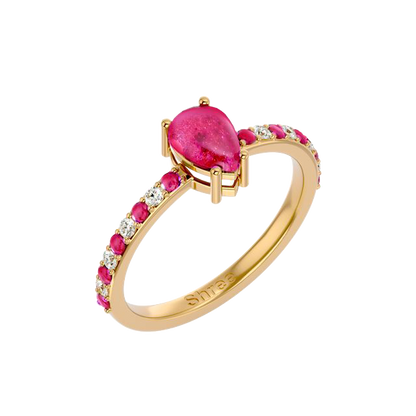 925 Gold Ruby & CZ Ring