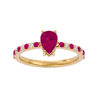 925 Gold Ruby & CZ Ring