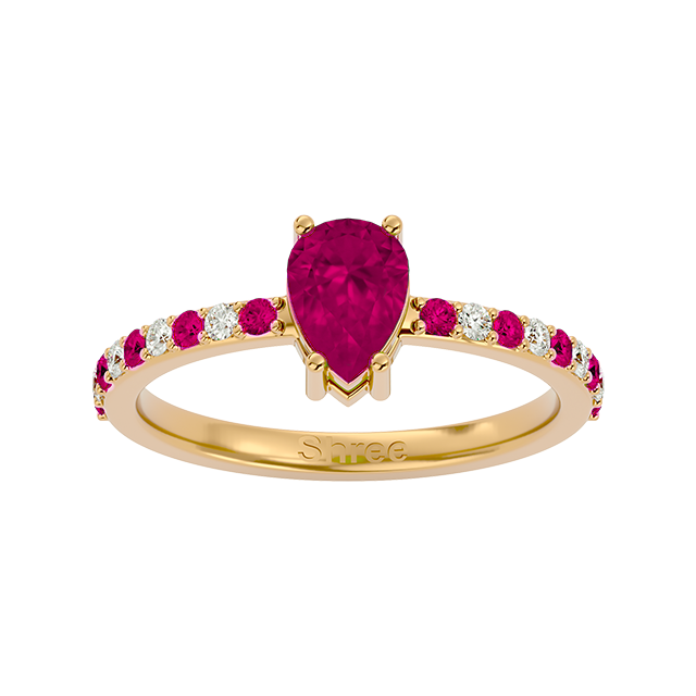 925 Gold Ruby & CZ Ring