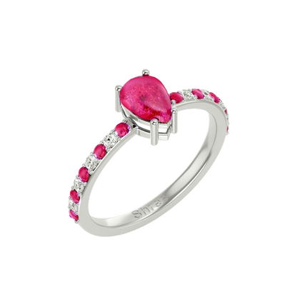 925 Gold Ruby & CZ Ring