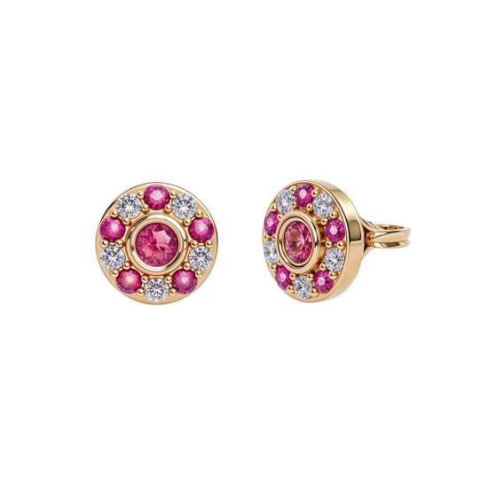 925 GOLD Ruby & CZ Stud – Ruby Birthstone Studs UK
