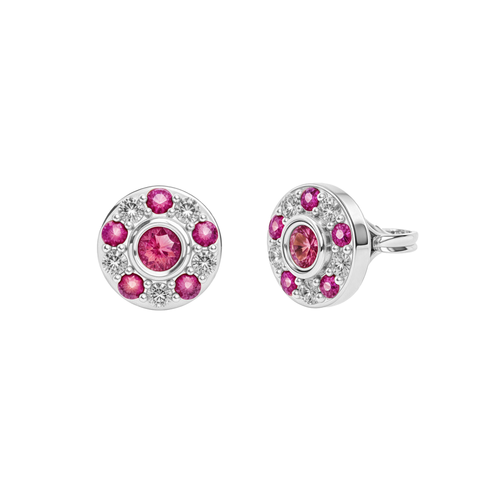 925 Silver Ruby & CZ Stud – Ruby Birthstone Studs UK