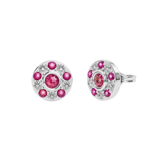 925 Silver Ruby & CZ Stud – Ruby Birthstone Studs UK