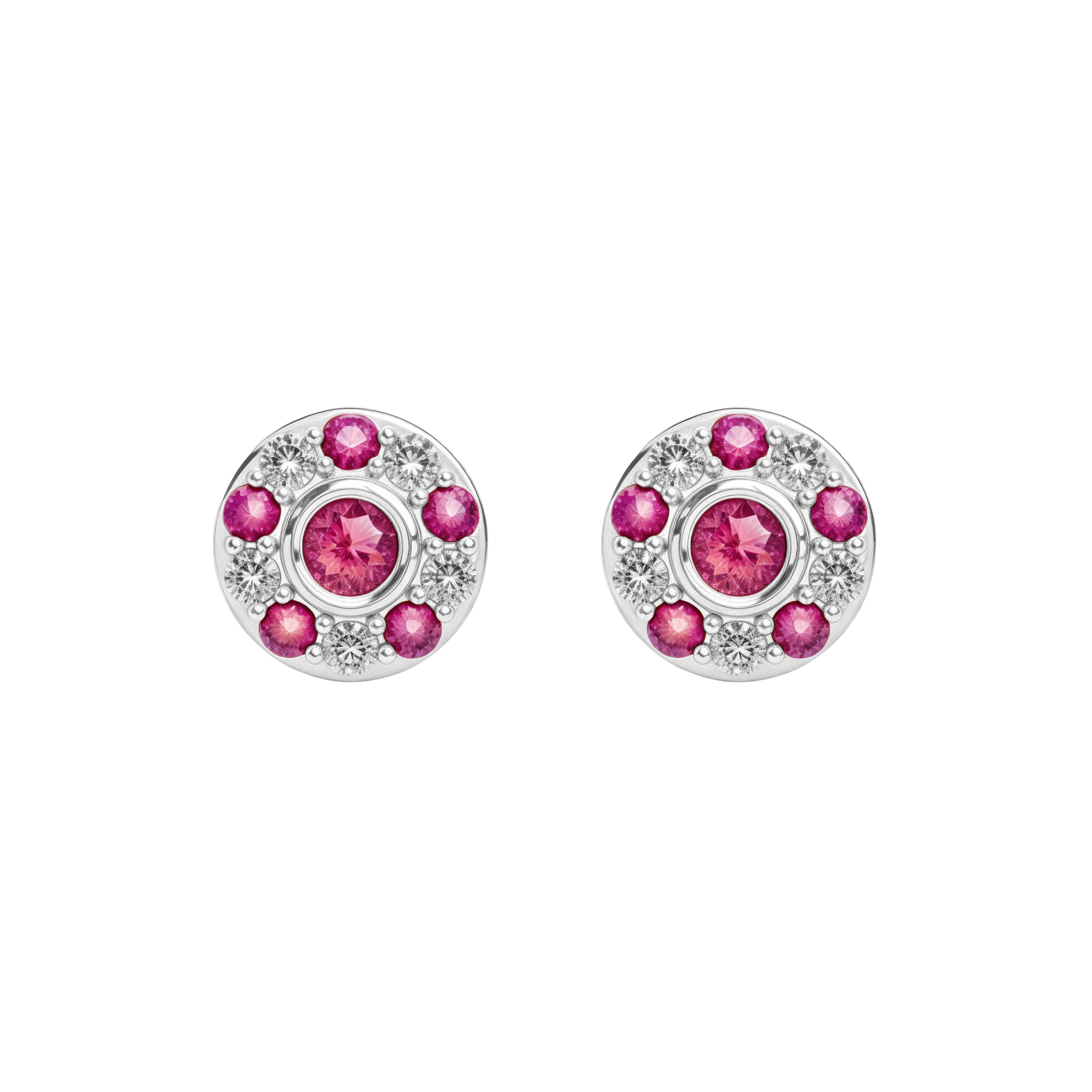 925 Silver Ruby & CZ Stud – Ruby Birthstone Studs UK