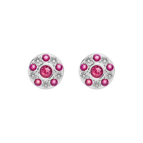 925 Silver Ruby & CZ Stud – Ruby Birthstone Studs UK