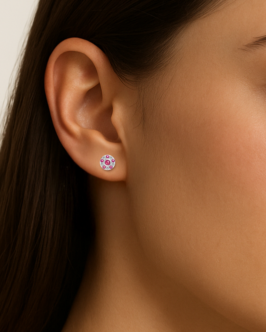 925 Silver Ruby & CZ Stud