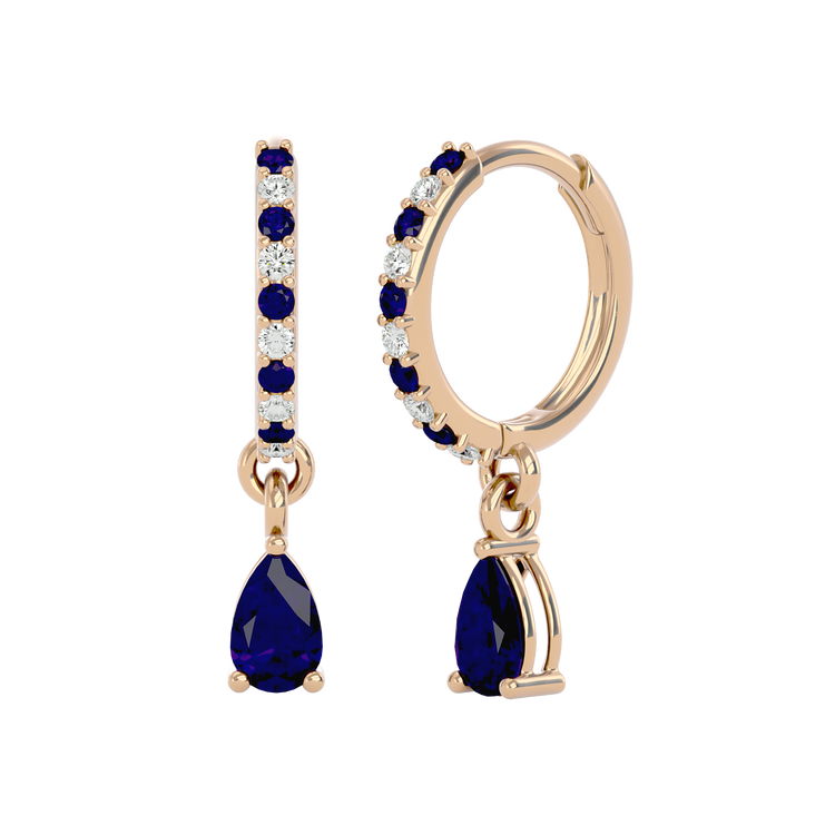 925 Gold Sapphire & CZ Huggies