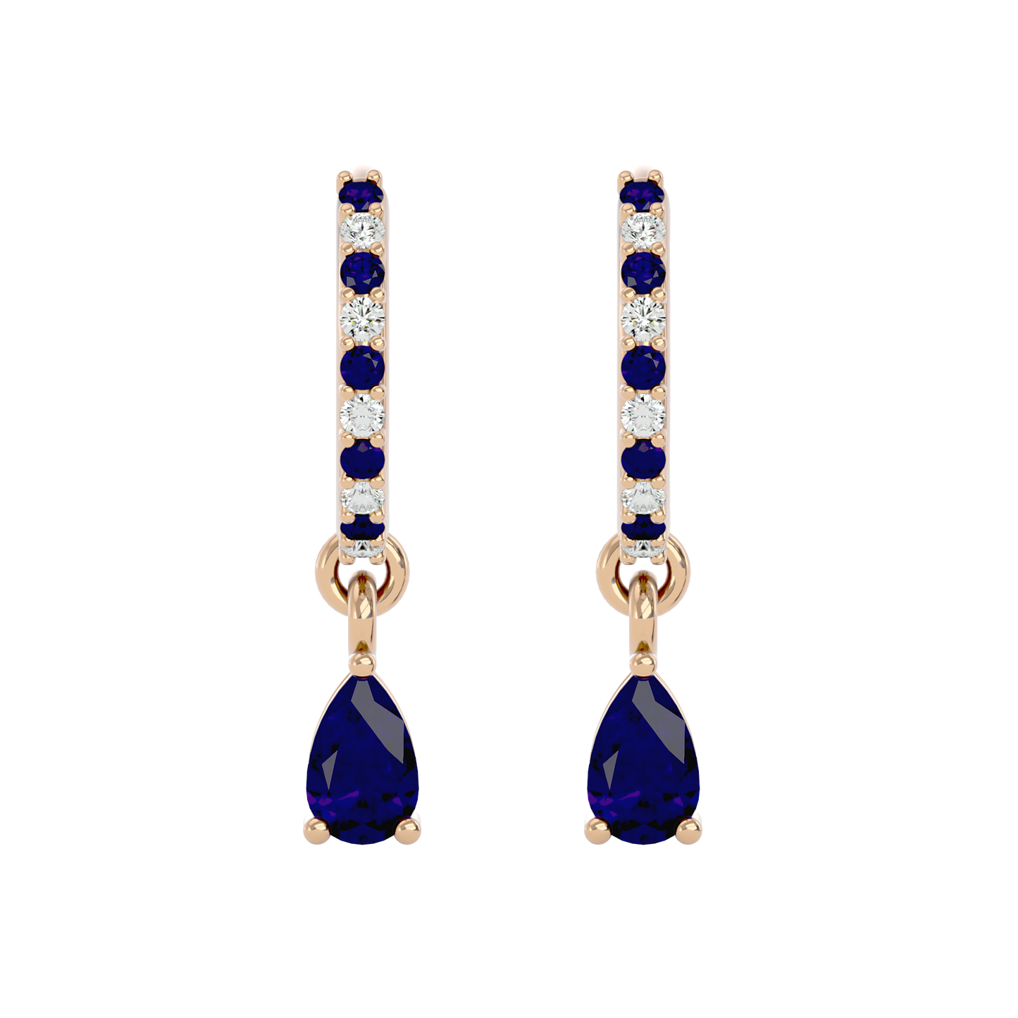 925 Gold Sapphire & CZ Huggies