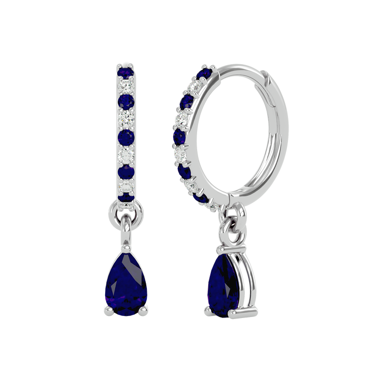 925 Gold Sapphire & CZ Huggies