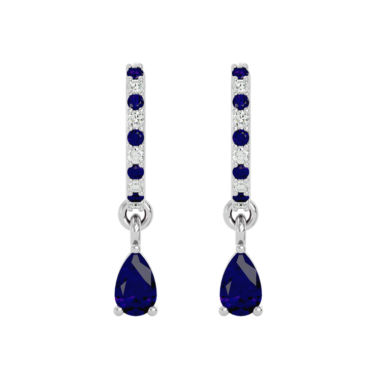 925 Silver Sapphire & CZ Huggies