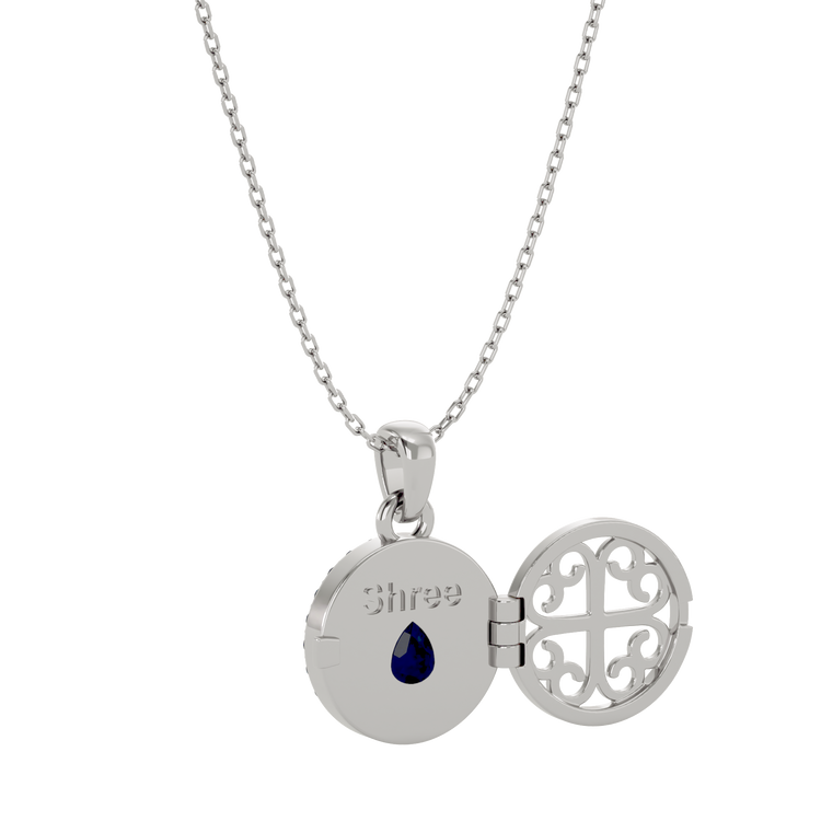 925 Silver Sapphire CZ Locket