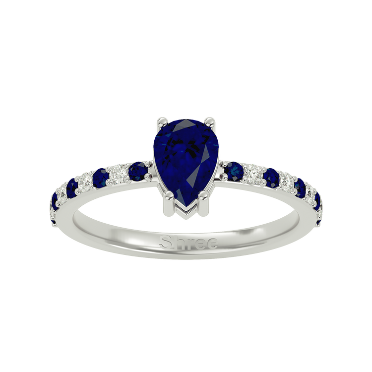 925 Silver Sapphire & CZ Ring