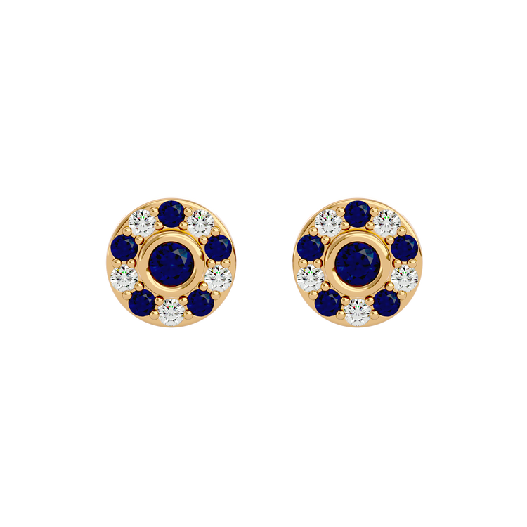 925 Gold Sapphire & CZ Stud