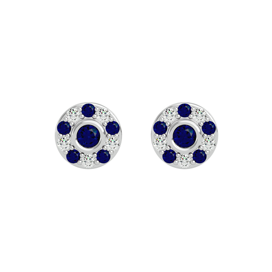 925 Sliver Sapphire & CZ Stud