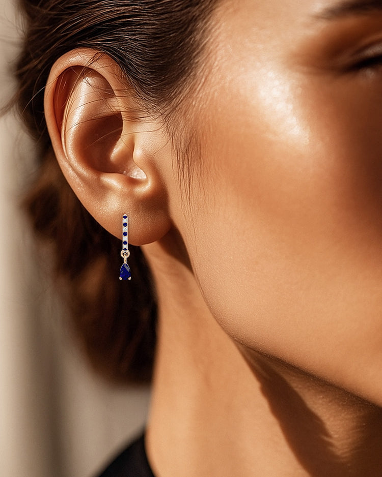 925 Gold Sapphire & CZ Huggies