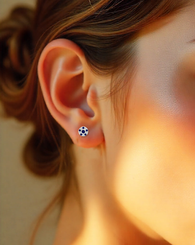 925 Sliver Sapphire & CZ Stud