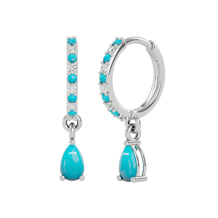 925 Silver Turquoise & CZ Huggies