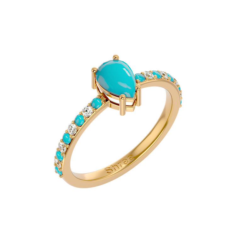 925 Gold Turquoise & CZ Ring