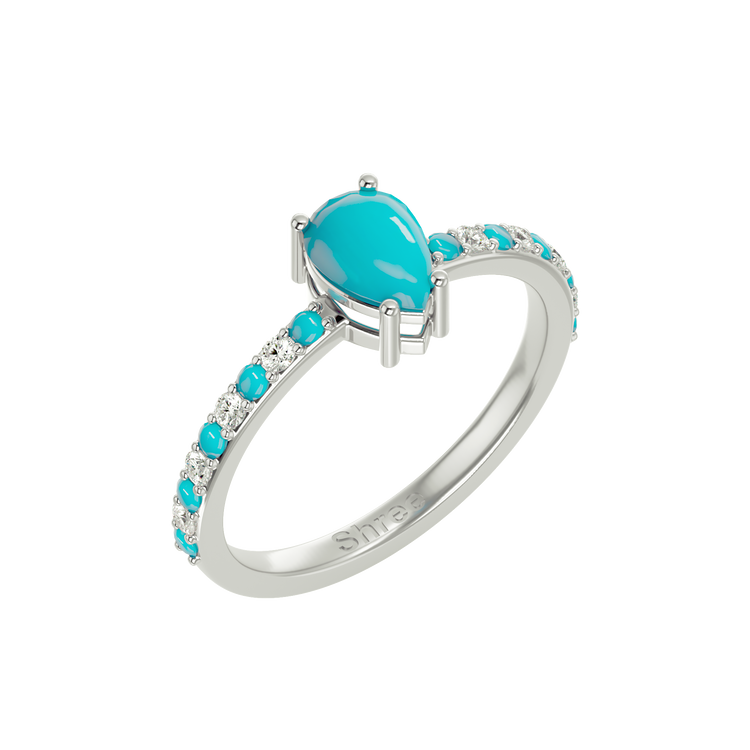 925 Gold Turquoise & CZ Ring