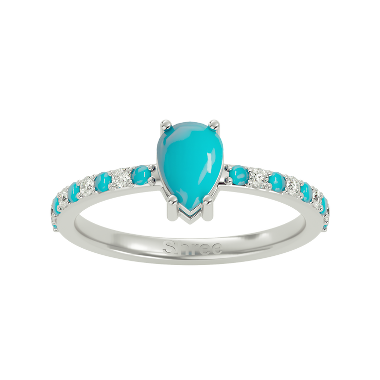 925 Silver Turquoise & CZ Ring