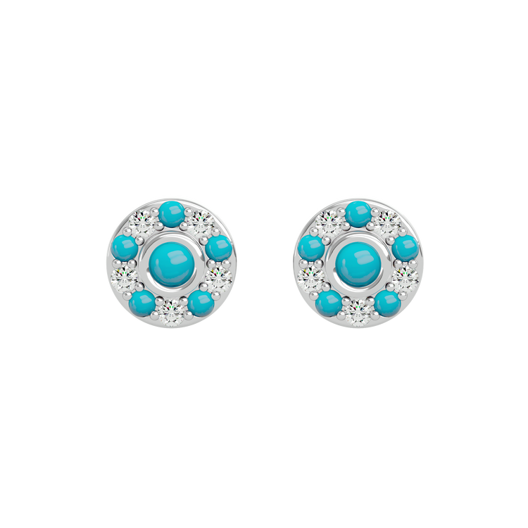 925 Sliver Turquoise & CZ Stud