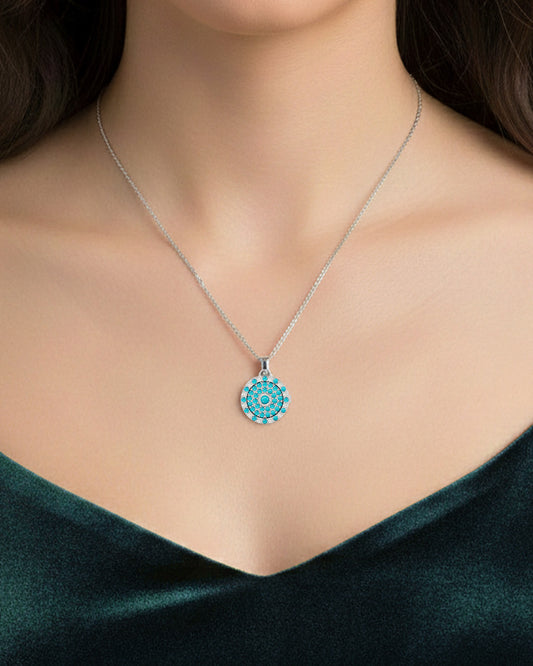 925 Silver Turquoise CZ Locket