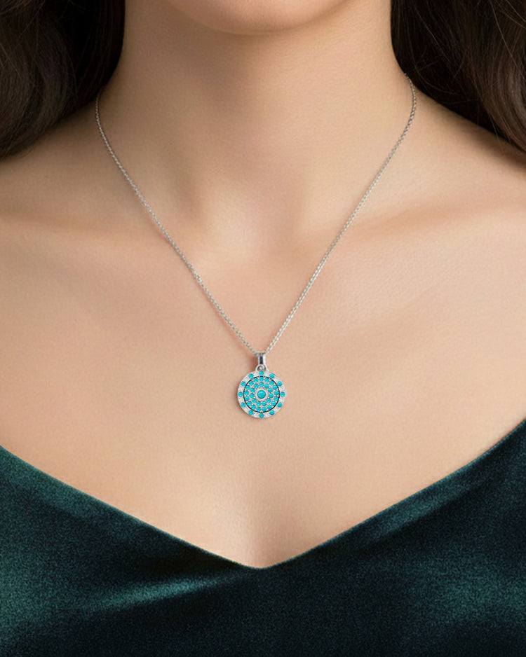 925 Silver Turquoise CZ Locket
