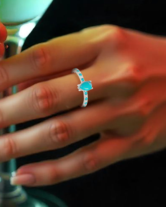 925 Silver Turquoise & CZ Ring