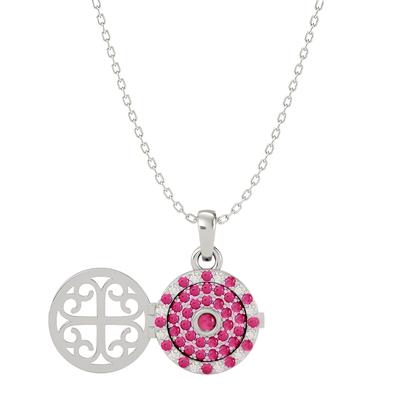 925 Gold Ruby CZ Locket