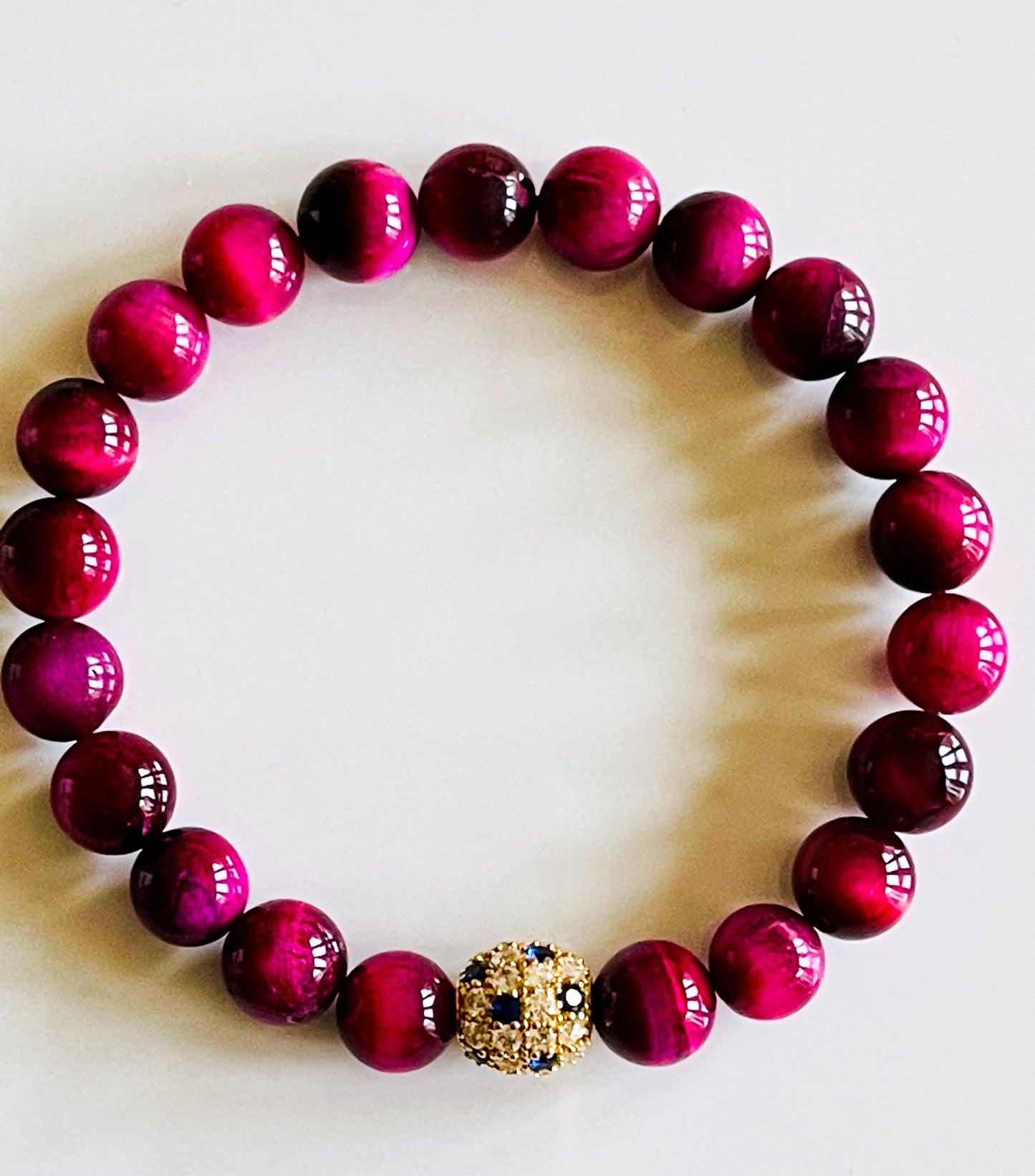 925 Gold Pink Tiger Eye Bracelet