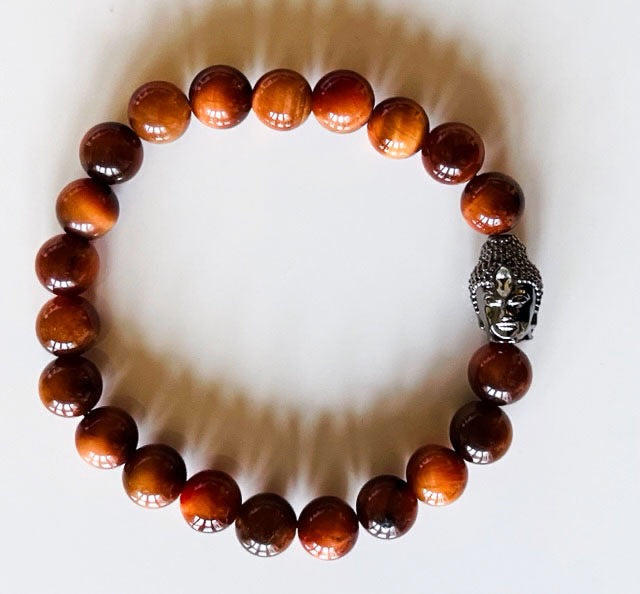 925 Gunmetal Buddha & Orange Bracelet