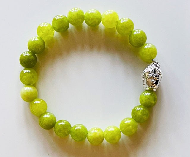 925 Silver Buddha & Peridot Bracelet