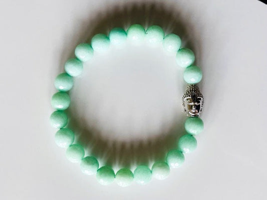 925 Silver Buddha & Green Aventurine Bracelet