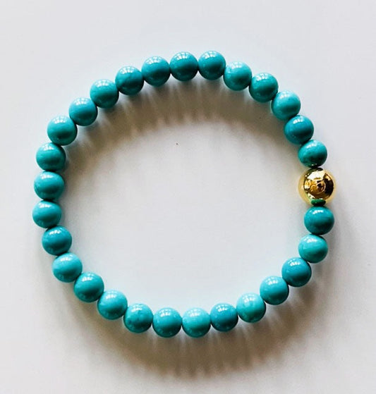 925 Gold Aum & Turquoise Howlite Bracelet