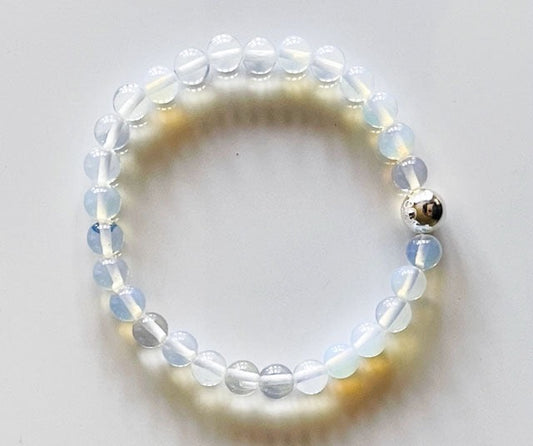 925 Silver Aum & Opalite Bracelet