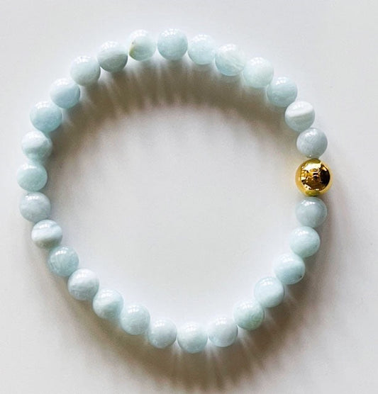 925 Silver Gold Aum & Aquamarine Bracelet