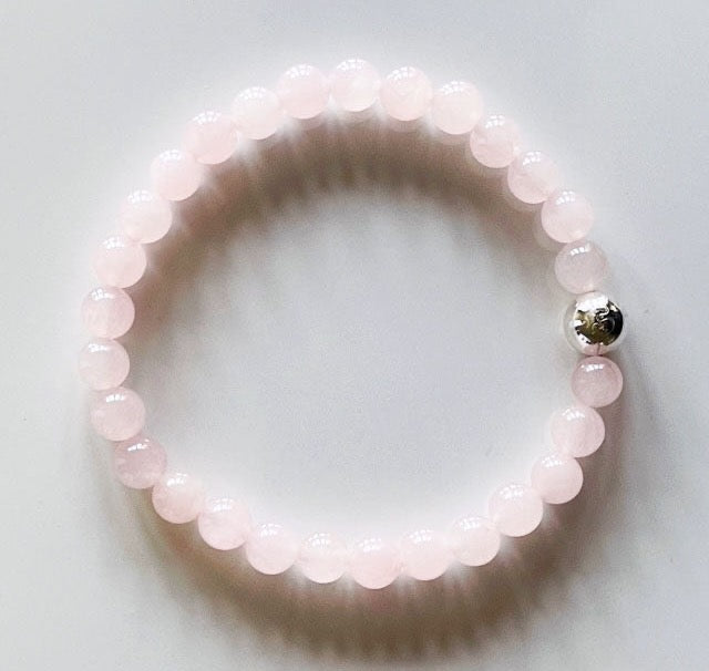 925 Silver Aum & Rose Quartz Bracelet