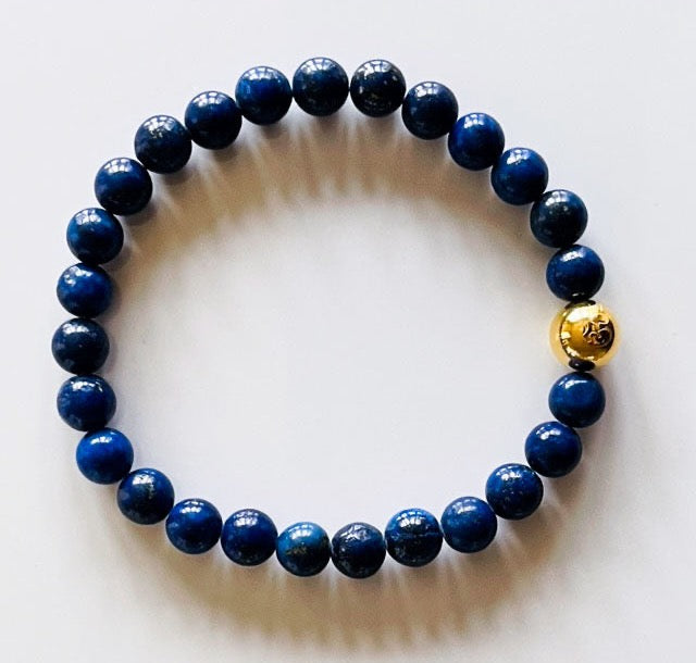 925 Gold Aum & Lapis Lazuli Bracelet