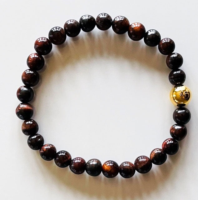 925 Gold Aum Red Tiger Eye Bracelet