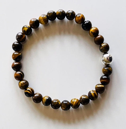 925 Silver Aum Brown Tiger Eye Bracelet