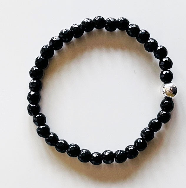 925 Silver Aum & Black Onyx Bracelet