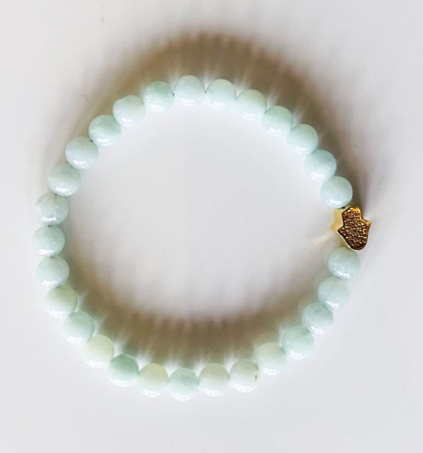 925 Gold Hand of Hamsa & Green Aventurine Bracelet